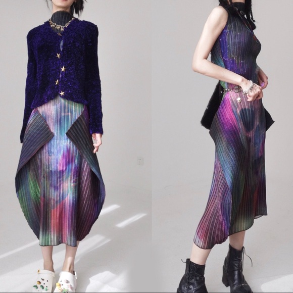 Skull/Goth sleeveless silky tafta sleeveless mid shin dress - Picture 6 of 6